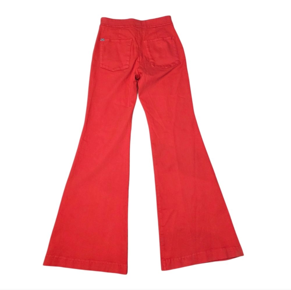 Alice + Olivia Red High-Waist Flare Jeans - Picture 4 of 15